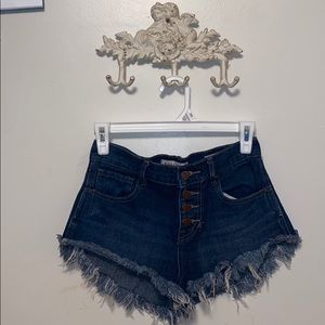 Bullhead Denim High Rise Button Up Shorts